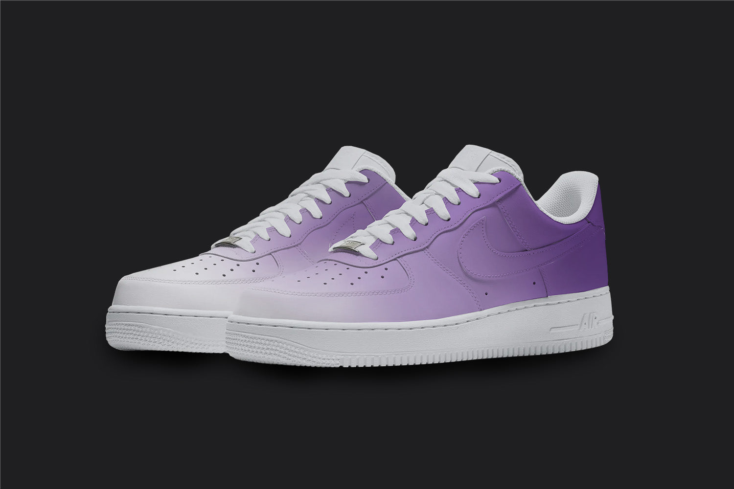 Purple Fade - Custom Air Force 1s, hand-painted custom sneaker by Wokecustoms