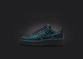Custom Black Air Force 1 - Blue Cartoon Outline, hand-painted custom sneaker by Wokecustoms