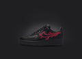 Custom Black Air Force 1 - Red Lightning, hand-painted custom sneaker by Wokecustoms