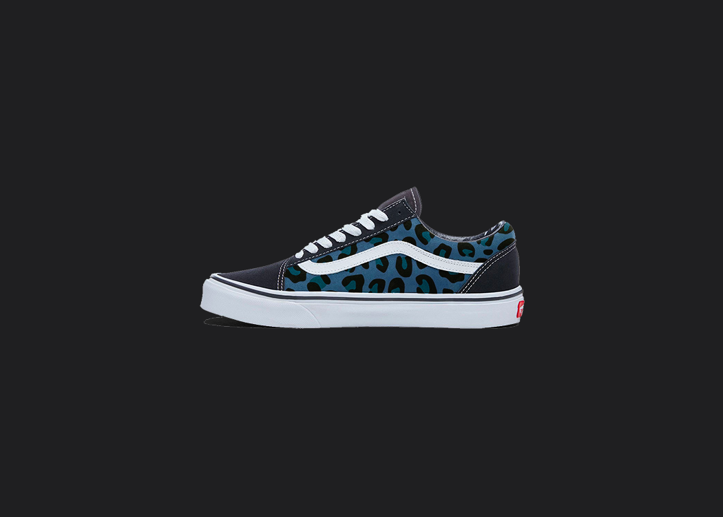 Blue Cheetah Print Vans Shoes - Custom Vans Shoes, hand-painted custom shoe by Wokecustoms