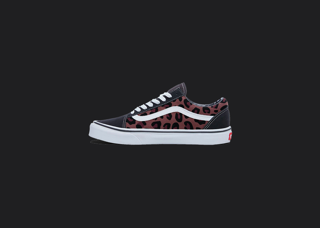 Red Cheetah Print Vans Shoes - Custom Vans Shoes, hand-painted custom shoe by Wokecustoms
