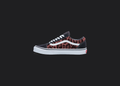 Red Leopard Print Vans Shoes, hand-painted custom shoe by Wokecustoms