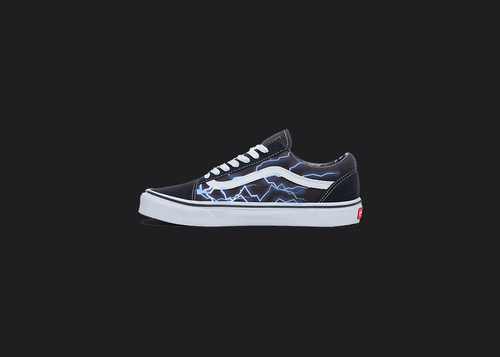 Blue Lightning - Custom Vans Old Skool, hand-painted custom shoe by Wokecustoms