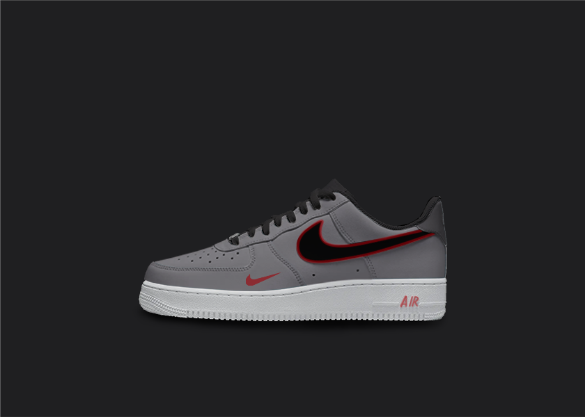 Gray and Red - Custom AF1, hand-painted custom sneaker by Wokecustoms