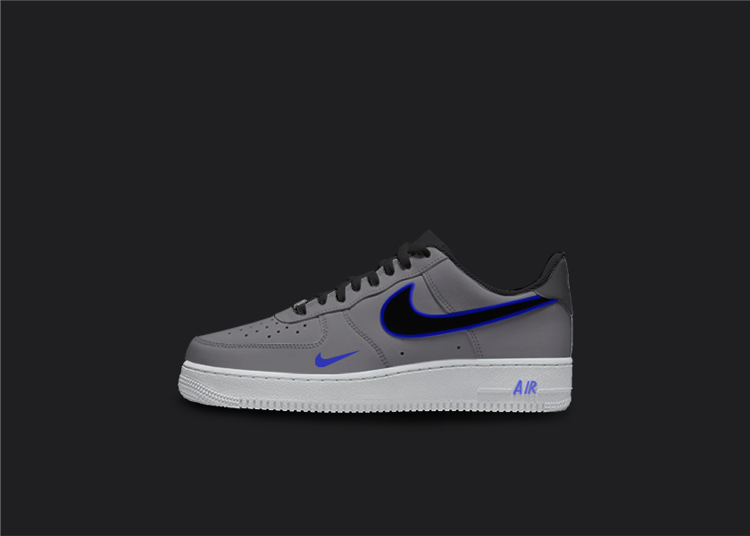 Gray and Blue - Custom AF1, hand-painted custom sneaker by Wokecustoms
