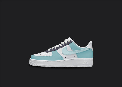 50 Shades Of Blue - Custom Air Force 1s, hand-painted custom sneaker by Wokecustoms