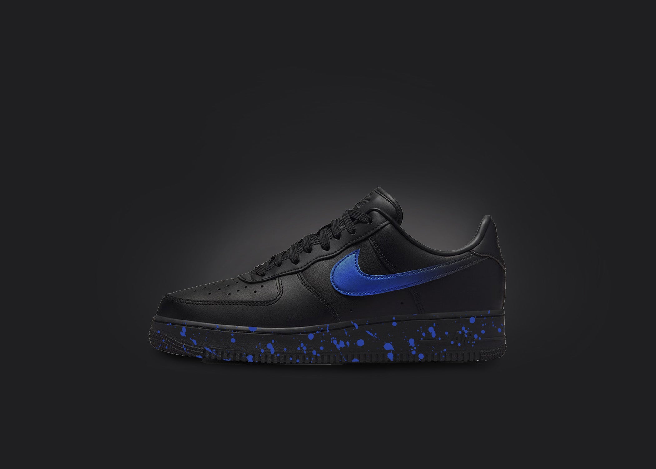 Custom Black Blue Splatter Air Force 1s WokeCustoms