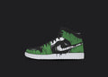 Custom Jordan 1 - Cartoon Black & Green, hand-painted custom sneaker by Wokecustoms