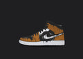 Custom Jordan 1 - Cartoon Black and Orange, hand-painted custom sneaker by Wokecustoms