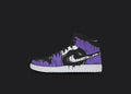 Custom Jordan 1 - Cartoon Black and Purple, hand-painted custom sneaker by Wokecustoms
