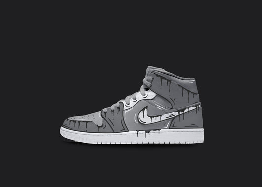 Custom Jordan 1 - Gray On Gray Cartoon