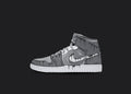 Custom Jordan 1 - Cartoon Gray on Gray, hand-painted custom sneaker by Wokecustoms