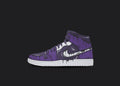 Custom Jordan 1 - Cartoon Purple on Purple, hand-painted custom sneaker by Wokecustoms